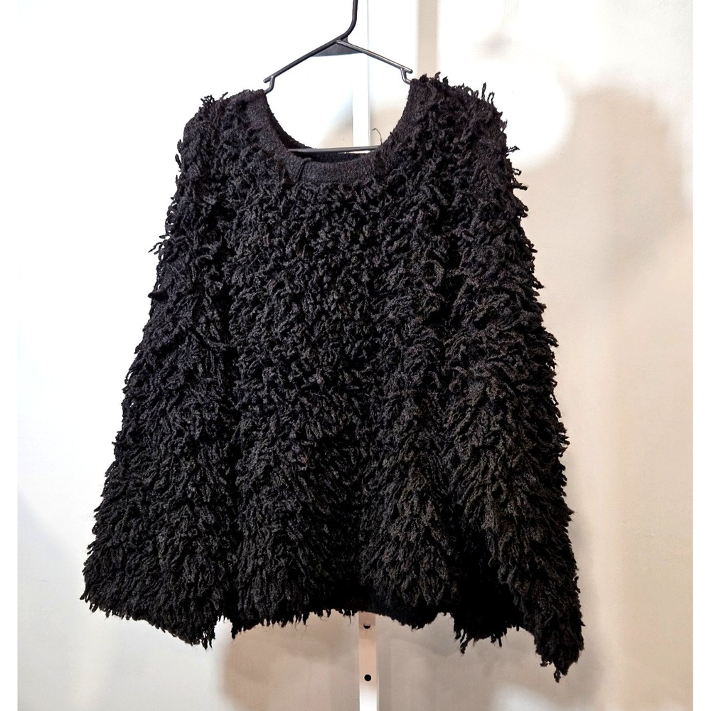 NWT Woolrich Women's 3X Black Loop-Knit Pullover Sweater Textured Shaggy Cozy